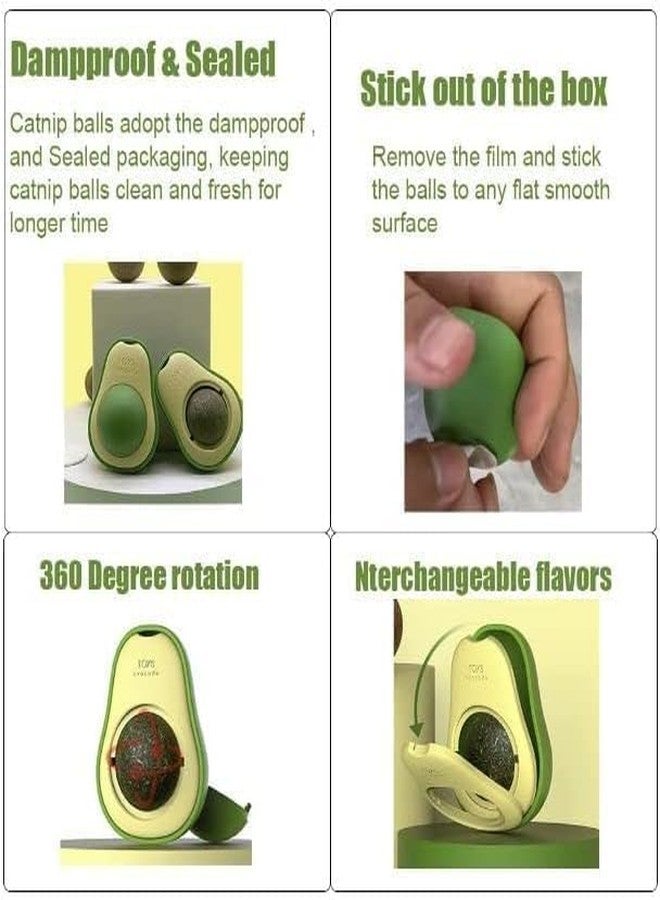 JD PRO Catnip Ball Toy for Cats Interactive Cat Toy Rotating Paw Catnip Ball Kitten Pet Self-Healing Cleaning Teeth Chew Toys Cat Wall Treats for Cats Lick (Avocado) - Image 3
